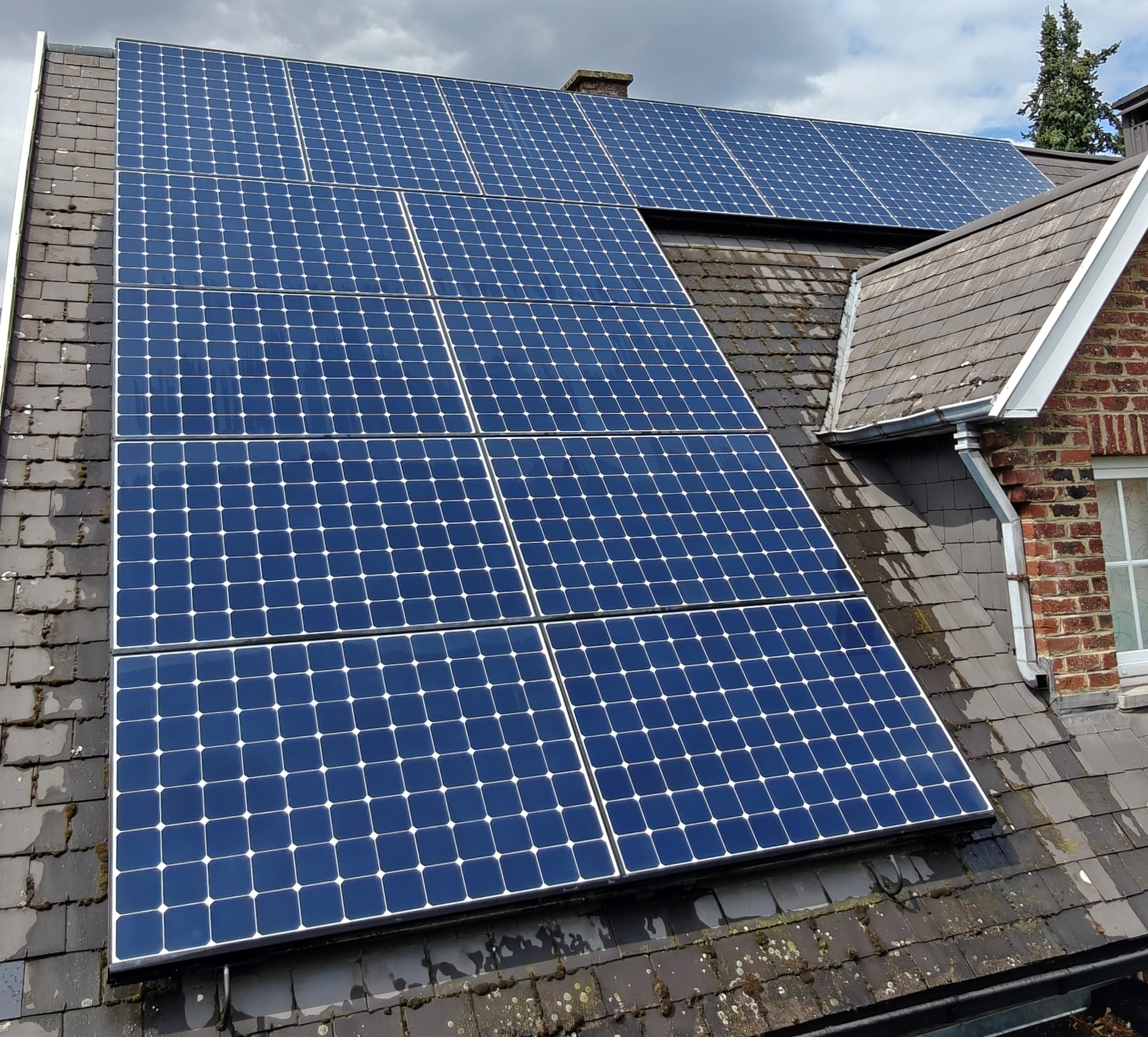 Panneaux solaires après nettoyage à l'eau osmosée par Falco Cleaning