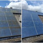 Photo avant/après nettoyage de panneaux solaires